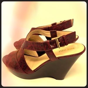 Nine West Wedges. Burgandy Wine Color. New.